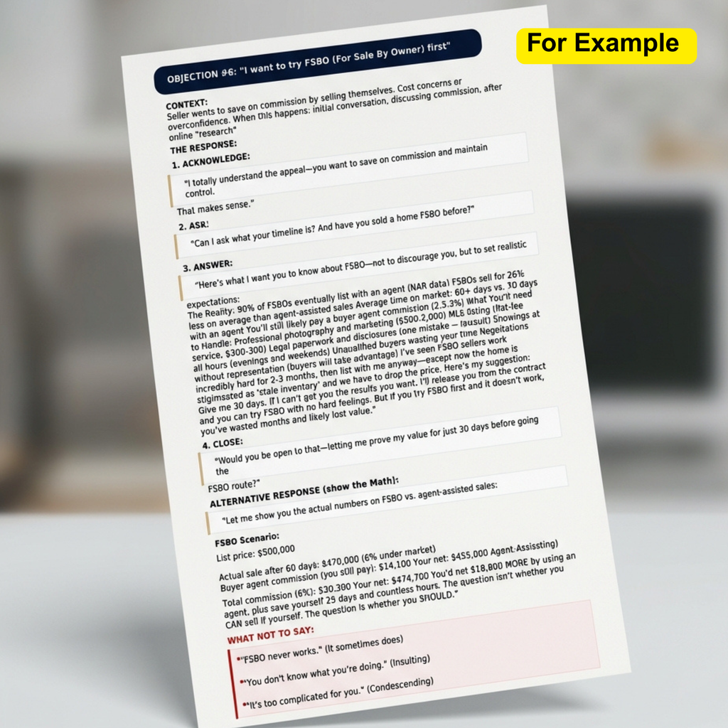 Listing Appointment Objection Playbook – Realtor Scripts That Convert